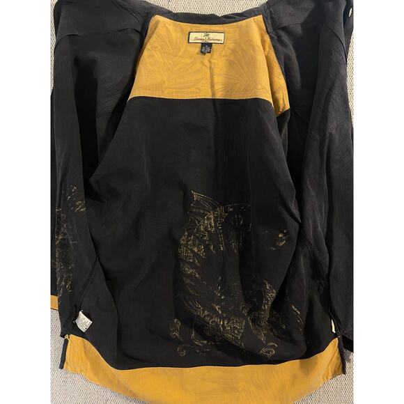 Tommy Bahama Shirt Adult Medium Black Koi Fish Big Print Hawaiian 100% Silk - Picture 7 of 10